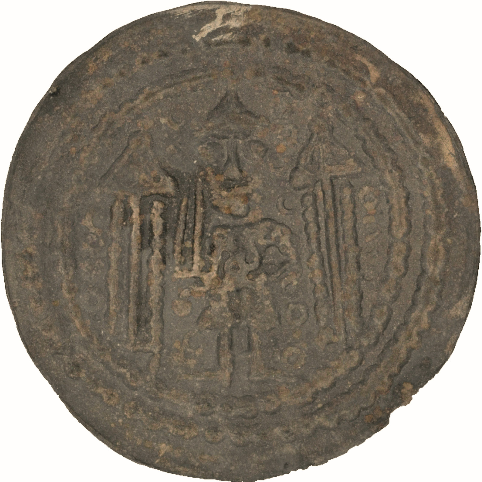 Scan of the base color of a coin issued by Konrad, Margrave of Meissen and holder of the coinage prerogative, mint date ca. 1150