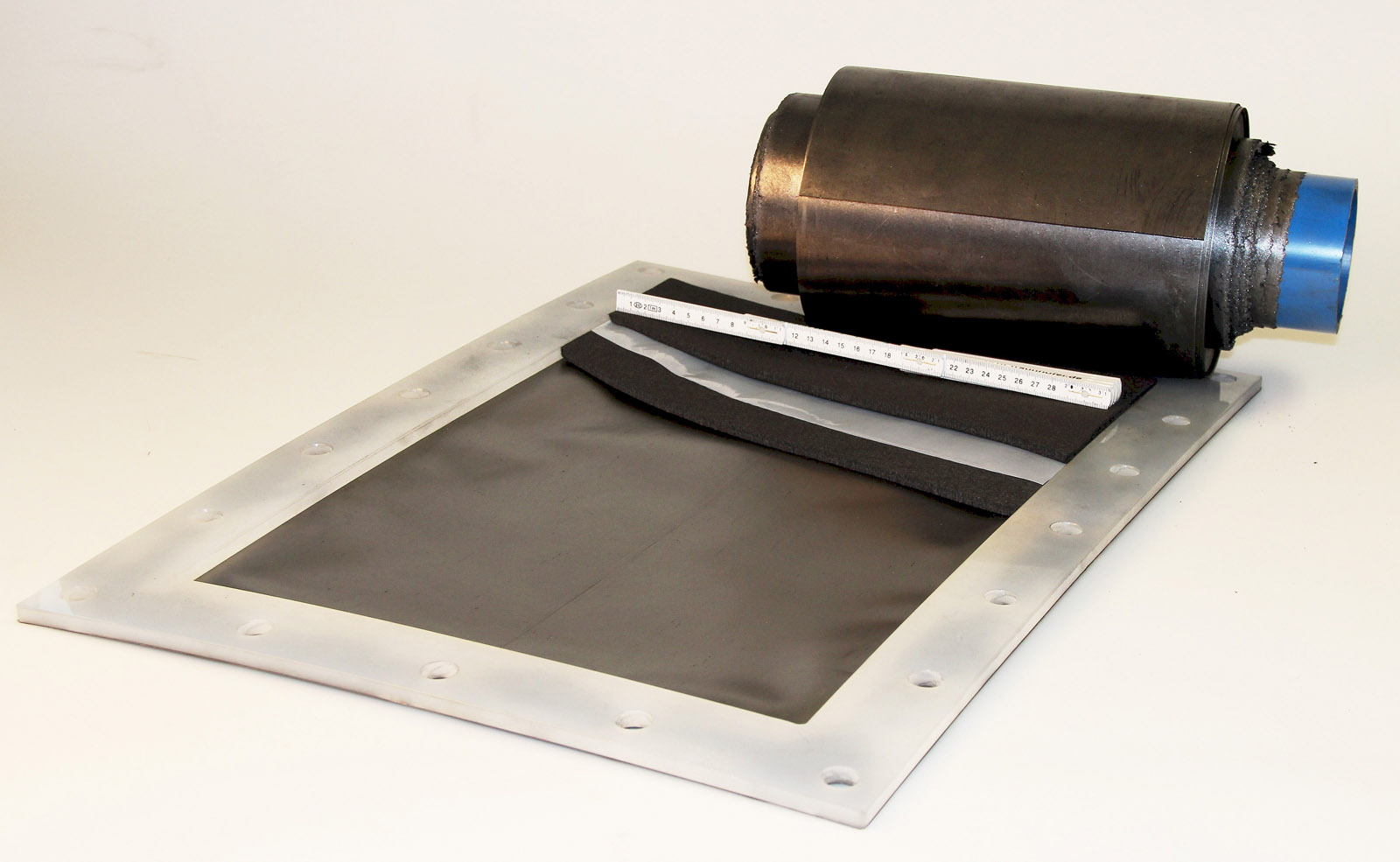 2500 cm2 redox flow cell and bipolar plate manufactured using roll-to-roll technique.