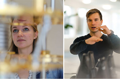 Podcast Nachwuchsforscher Quantencomputing Dr. Christa Zoufal, Quantum Applications Researcher bei IBM Research in Zürich (links) und Dr. Christian Tutschku, Teamleiter Quantencomputing beim Fraunhofer-Institut für Arbeitswirtschaft und Organisation IAO in Stuttgart