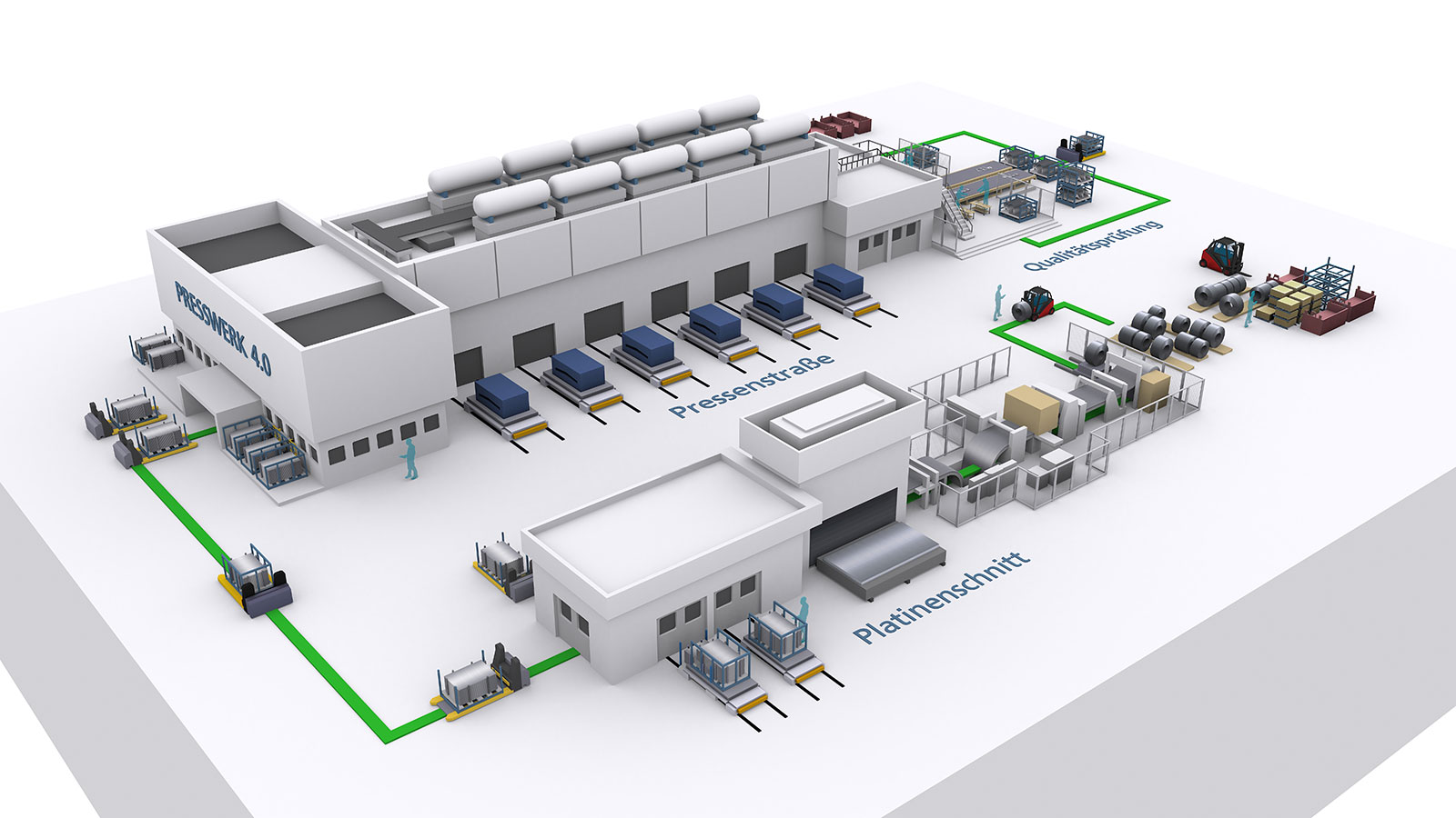 Am Fraunhofer-Gemeinschaftsstand machen die Forscher vom IWU Industrie 4.0 sichtbar. Die Besucher sehen ein Miniatur-Presswerk, das als Projektionsfläche dient: Mit Hilfe eines Tablet-Computers werden auf dem Bildschirm virtuelle Informationen, etwa der Datenfluss von Sender zu Empfänger, über dem Modell eingeblendet.