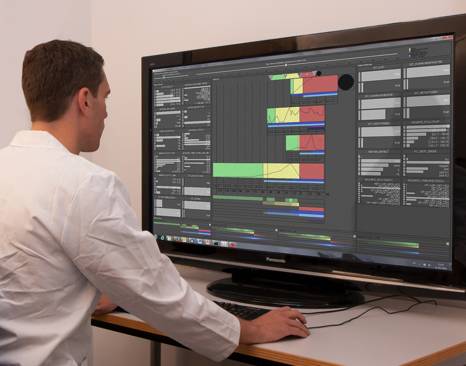 Visual Analytics: Eine Software des Fraunhofer IGD stellt Daten aus Patientenakten so dar, dass Mediziner rasch neue Erkenntnisse für Therapien gewinnen können.