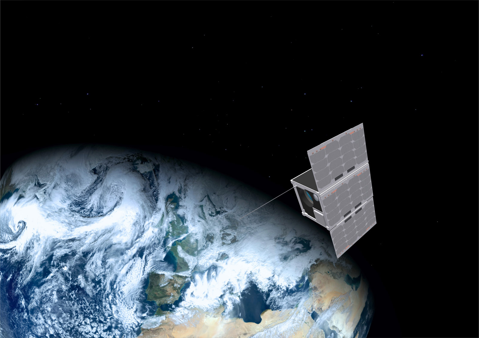Der Kleinsatellit ERNST ist etwa so groß wie eine halbe Kiste Bier und transportiert eine Infrarotkamera zur Erdbeobachtung.