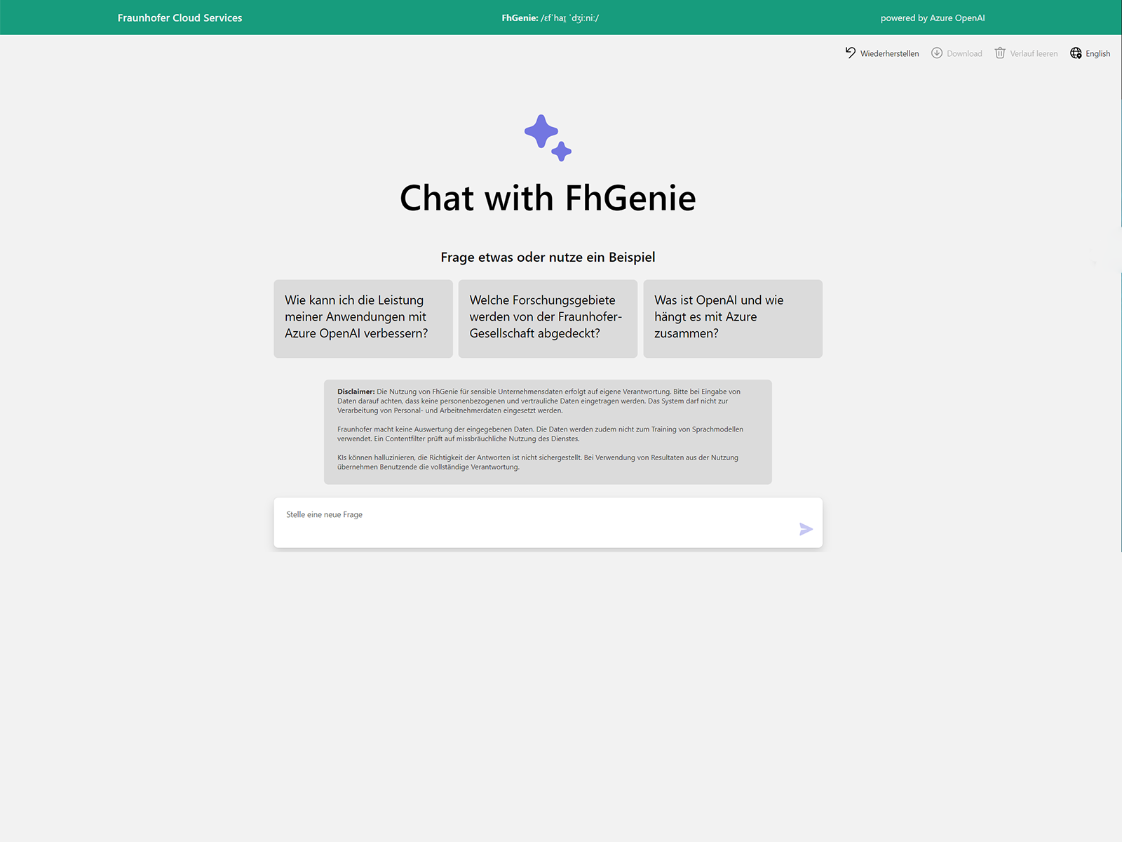 Die generative Text-KI FhGenie bietet Mitarbeitenden die Möglichkeit, Texte mit nicht-öffentlichen Daten sicher zu bearbeiten, verändern oder erzeugen zu lassen.