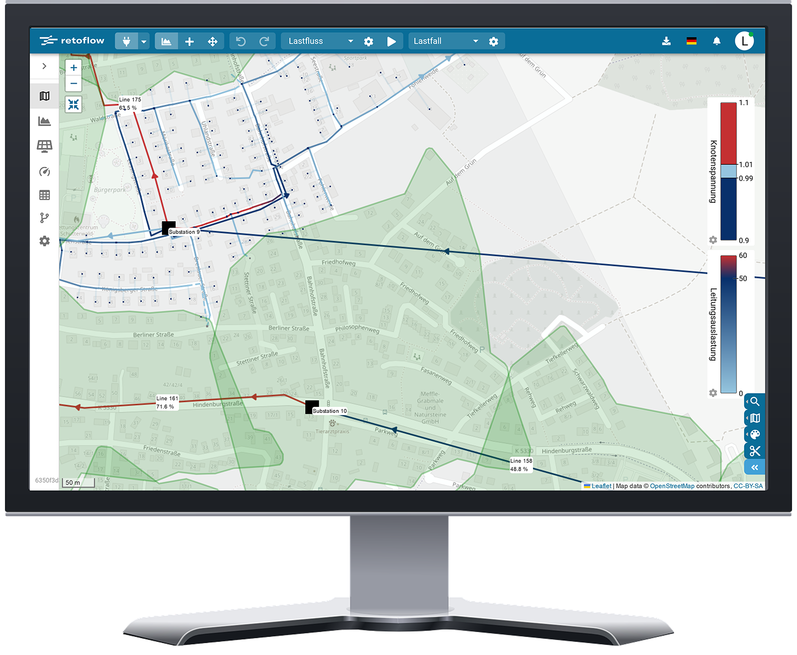 Digitaler Zwilling eines Stromnetzes in retoflow