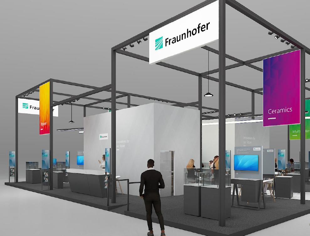 FORMNEXT 2024: Auf ihrem Gemeinschaftsstand präsentieren insgesamt 20 Fraunhofer-Institute die neue Multimaterial-Technologie und weitere Innovationen aus dem Bereich Additive Fertigung.
