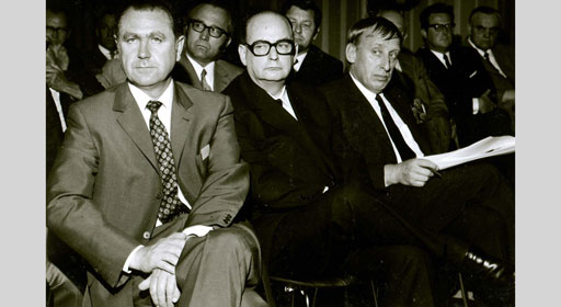 Mitgliederversammlung 1971 - MinDirig. Dr. Scheidwimmer, Prof. Imhausen, MR Dr. Sauer (v.l.n.r.)
