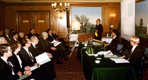 Jahrestagung 1979 - mit Fraunhofer-Vorstand Dr. Heinz Keller (Präsident), Dr. Ulrich Wiese (Finanzen), Dr. jur. Eberhard Schlephorst (Recht und Personal)