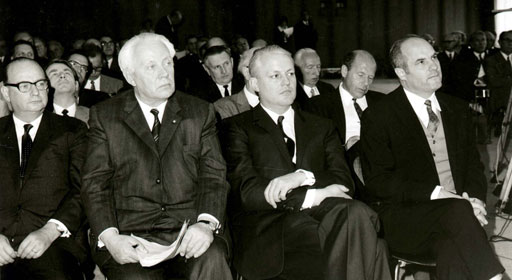 General Meeting of the Fraunhofer-Gesellschaft 1969 - Federal Minister for Scientific Research Gerhard Stoltenberg (1st row, 2nd from left)