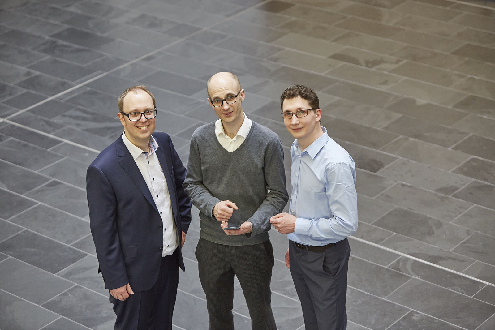 Joseph von Fraunhofer Prize 2017: Stefan Döhla, Guillaume Fuchs and Markus Multrus from Fraunhofer IIS.