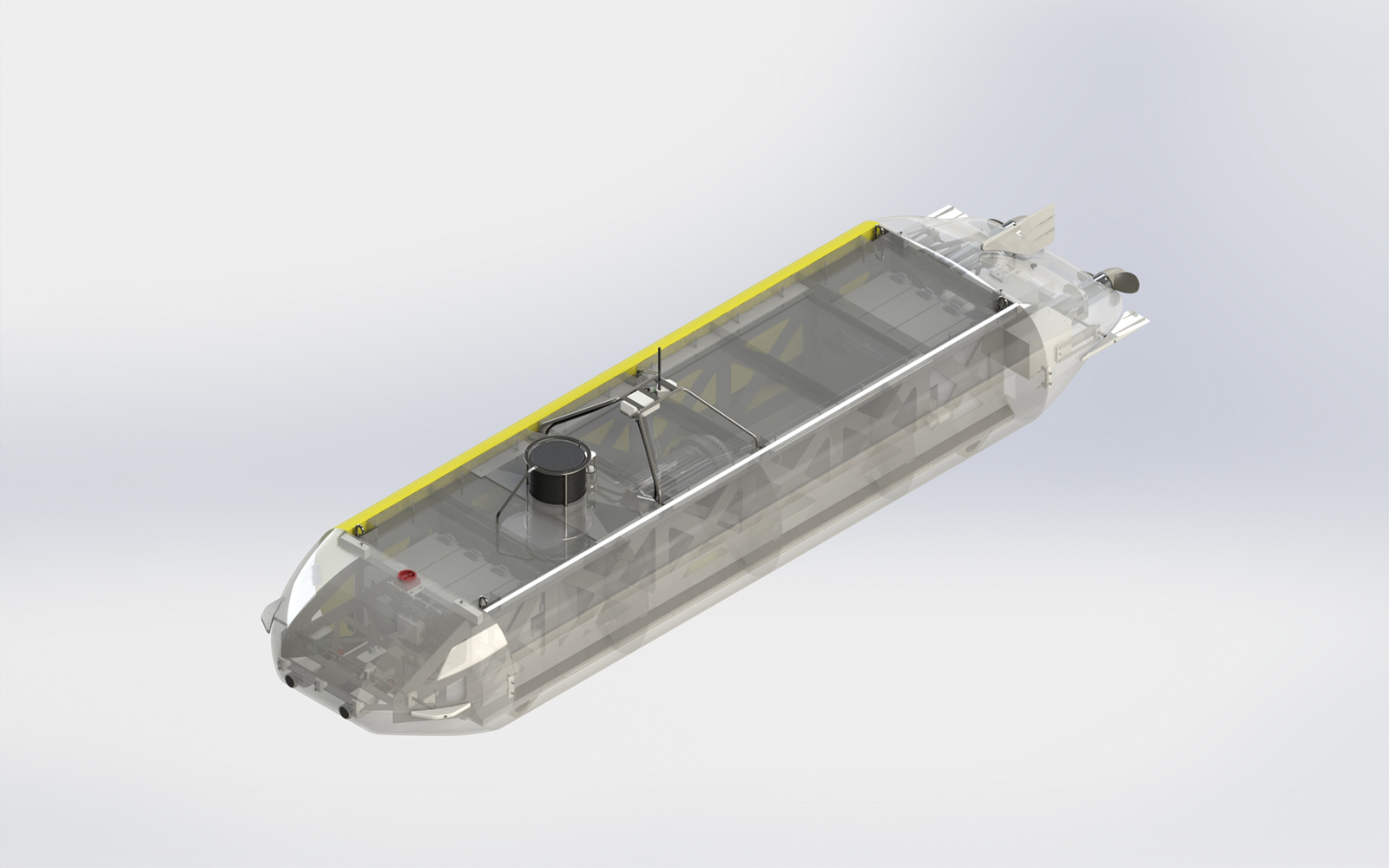 The autonomous underwater vehicle can reach depths of 6000 meters.