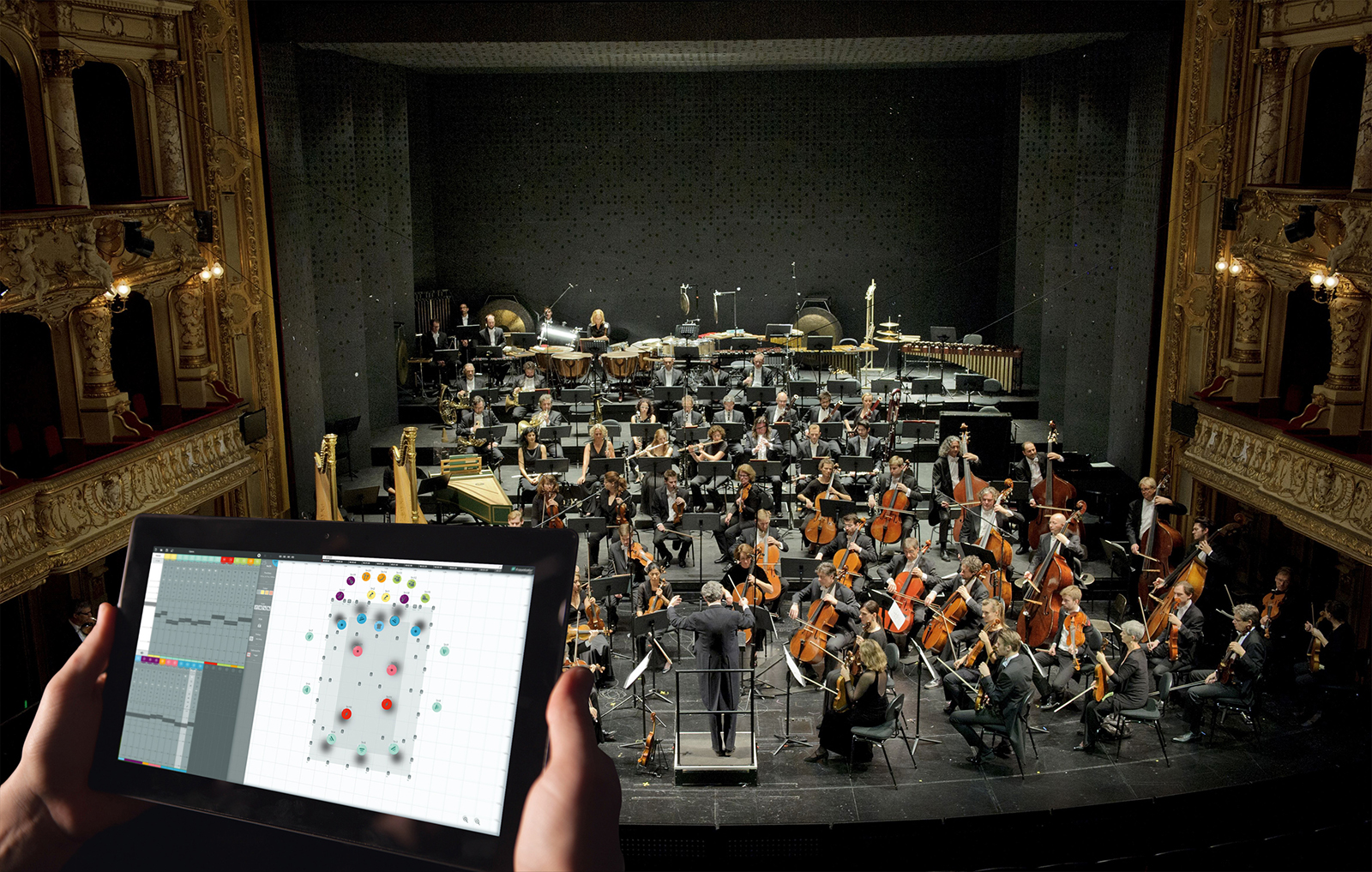 With SpatialSound Wave, sounds are easily positioned in the space via the tablet. In the Zurich Opera House, the sound engineers use the software to record sound effects and spatial acoustics live.