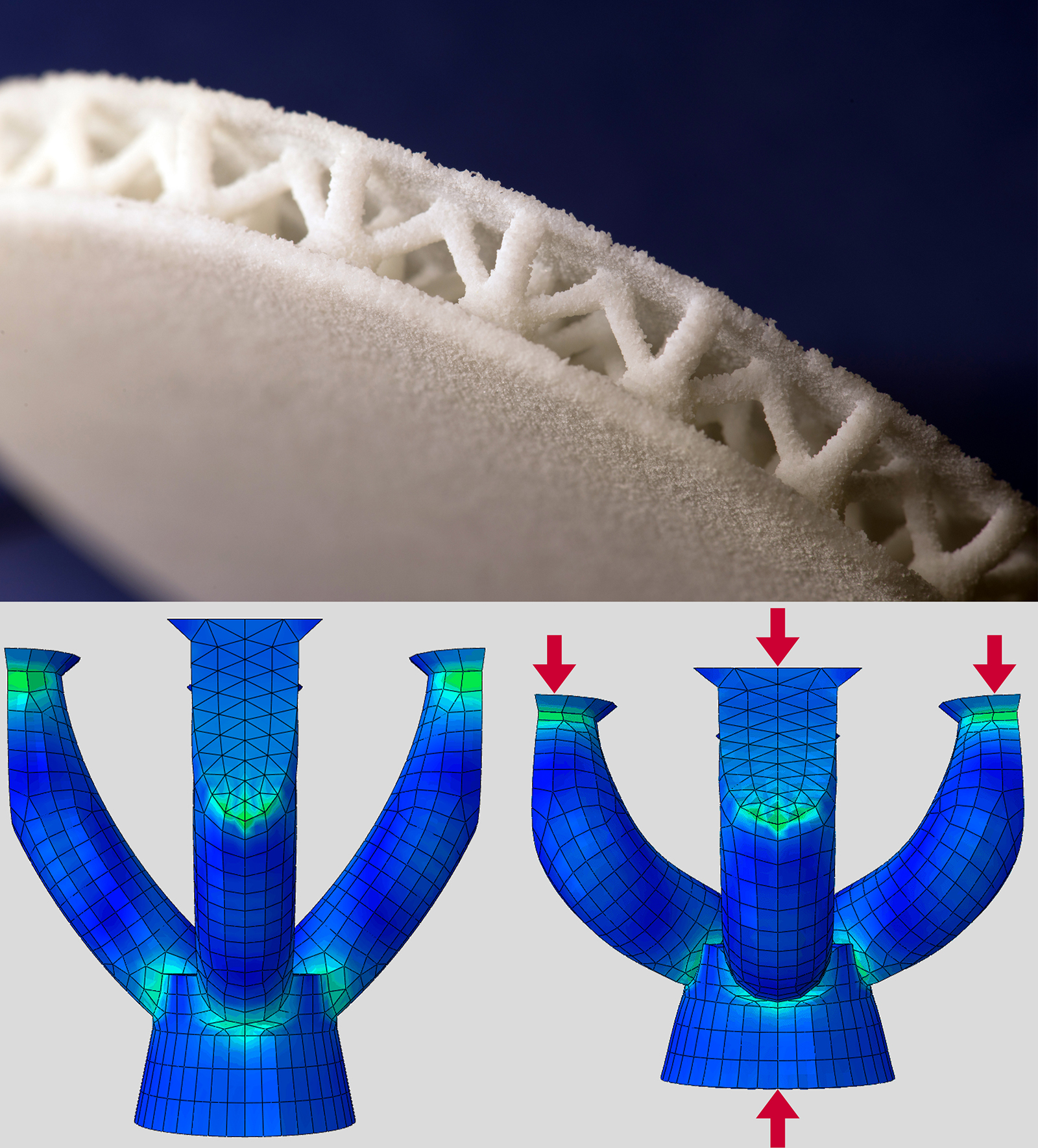3D structures made of TPU for insoles. These structures were designed using CAD, and their properties were simulated and compared with experiments.