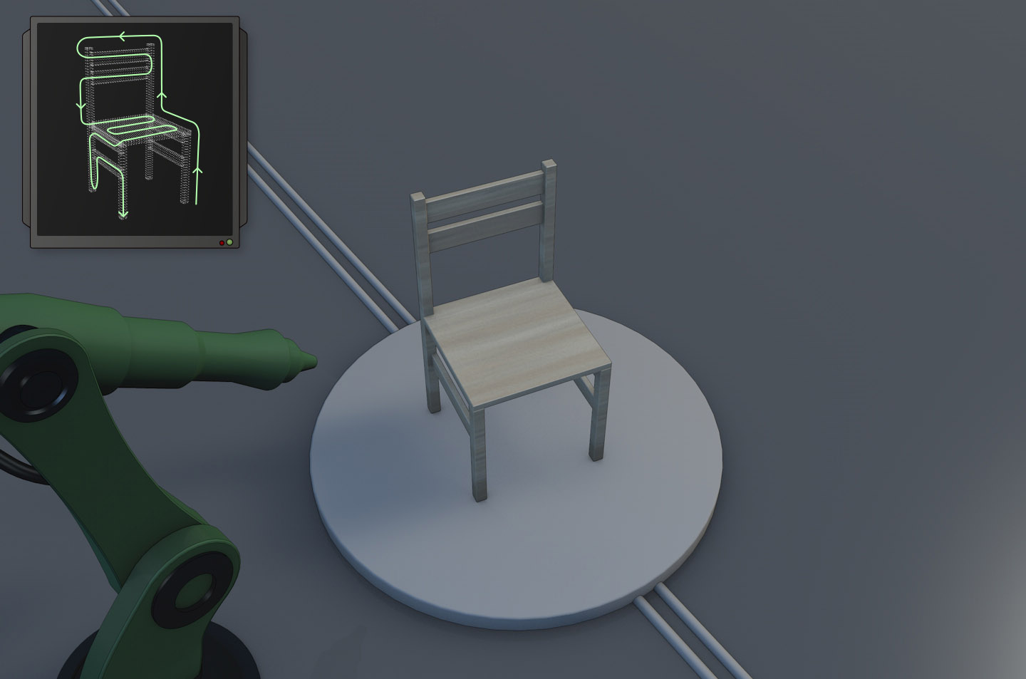 Schematic representation of the calculation process, in this example for a chair.