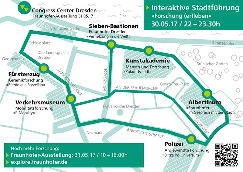 The interactive route &quot;Experience research&quot; in Dresden.
