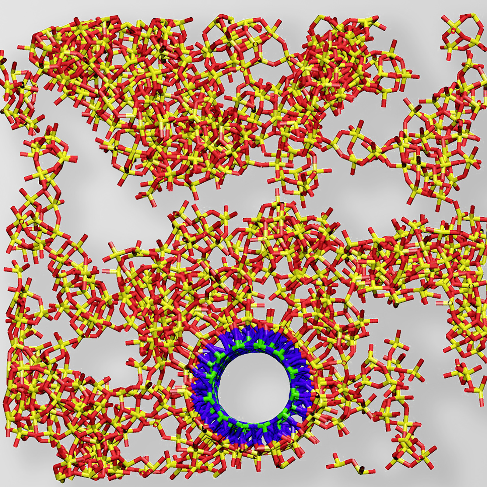 Boron nitride nanotubes in a silica matrix. Representation of reinforced nanomaterials with the Fraunhofer software. 