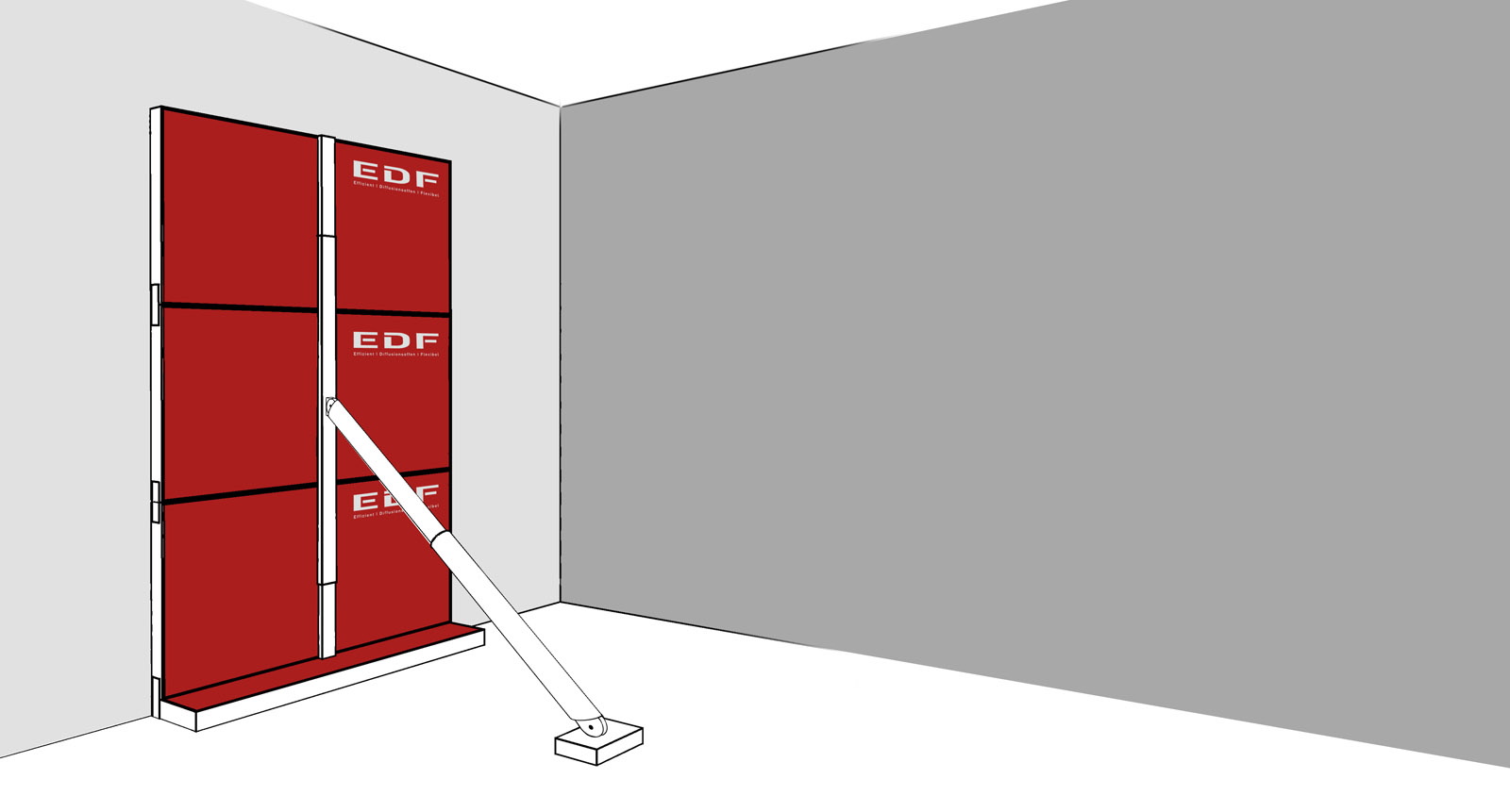 The EDF drying system applies heat directly to the wet interior wall.