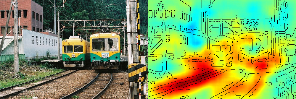 Here the AI system classifies an image as a train because tracks are present.