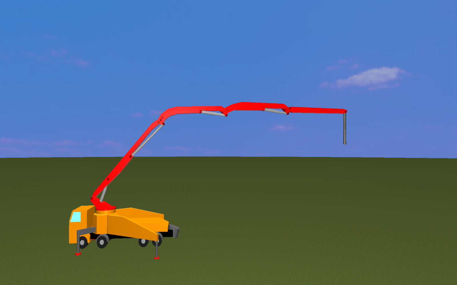 The digital twin in the animated graphical representation – here a concrete pump – responds to each signal it receives from the control unit.