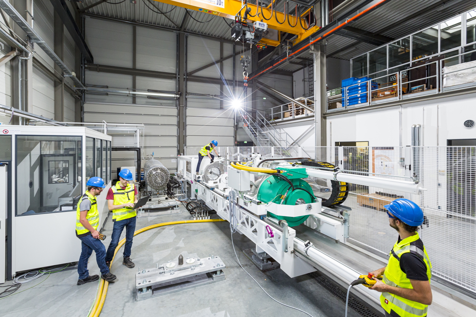 Geotechnologies department staff prepare the rig for testing.