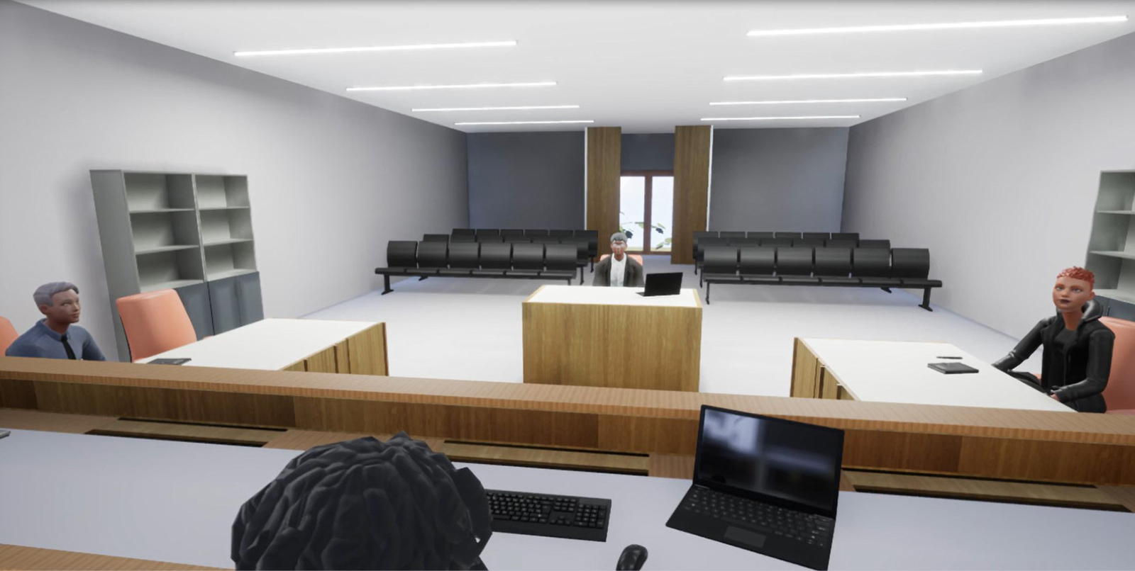 Virtuelle Avatare repräsentieren künftig die Prozessbeteiligten im Online-Gerichtssaal.