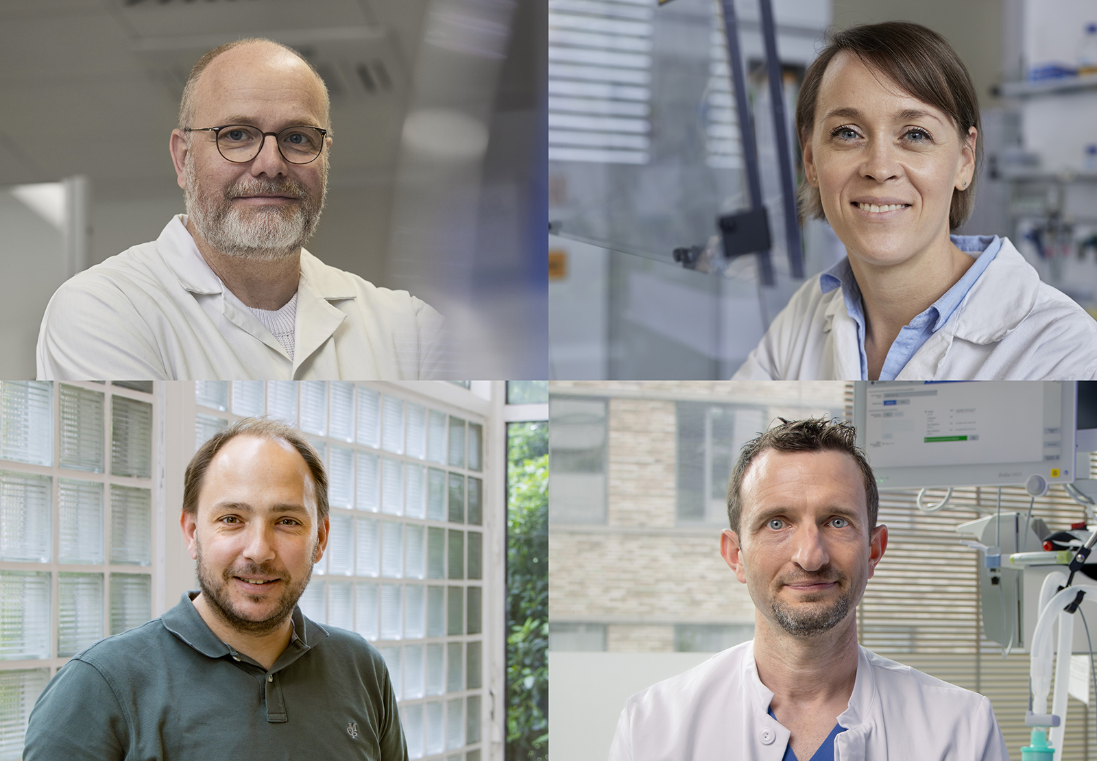 Etablierte Zusammenarbeit (v.l.o.n.r. u.): Dr. Kai Sohn (Fraunhofer IGB), Dr. Silke Grumaz und Dr. Philip Stevens (beide Noscendo GmbH), Prof. Dr. Thorsten Brenner (Universitätsklinikum Essen).
